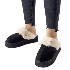 Chaussons Andonno noirs avec fourrure légère le noir