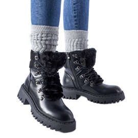 Bottes de travail noires avec fourrure Quarto décorative