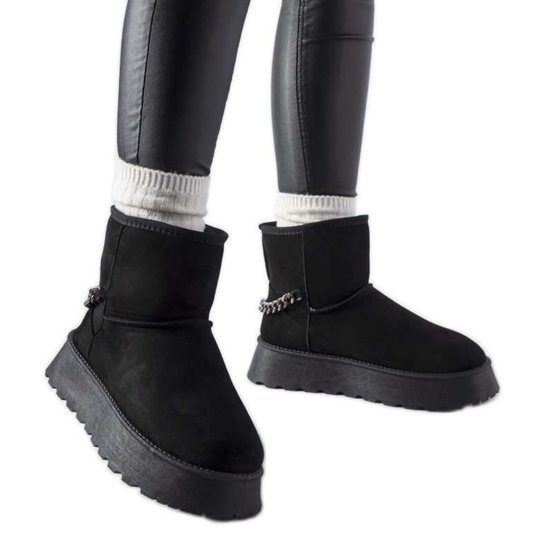Bottines de neige noires avec chaîne Belfiore décorative le noir Bottines de neige noires avec chaîne Belfiore décorative le noir