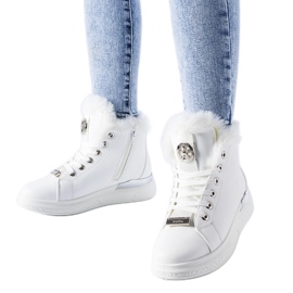 Baskets blanches avec fourrure Lubriano blanche