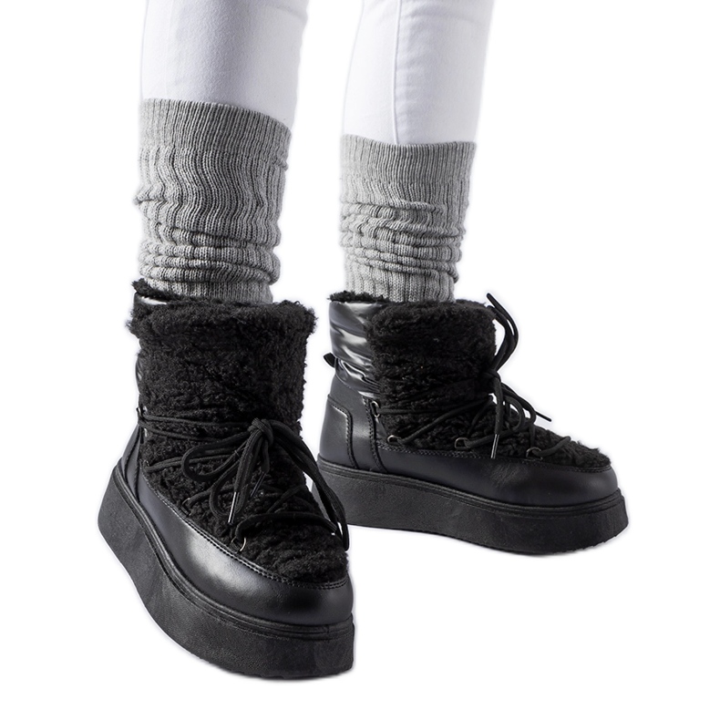 Bottes de neige noires sur une immense plateforme Elvio le noir