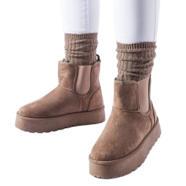 Bottines de neige marron avec bandes élastiques sur les côtés par Bertino brun