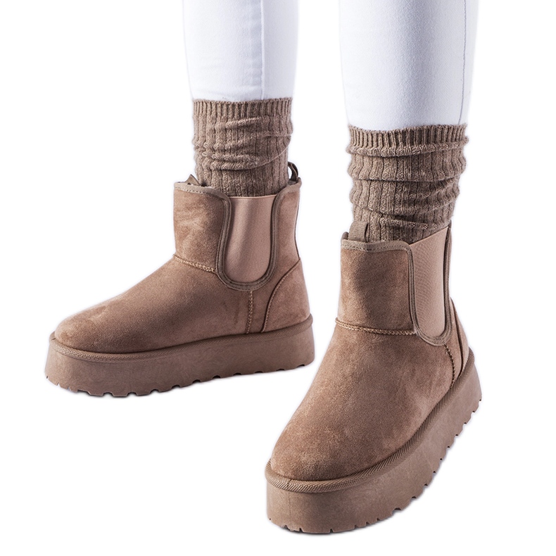 Bottines de neige marron avec bandes élastiques sur les côtés par Bertino brun