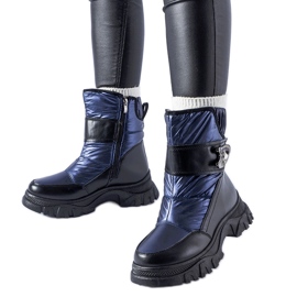 Boots de neige bleu marine à semelle massive Carta noir