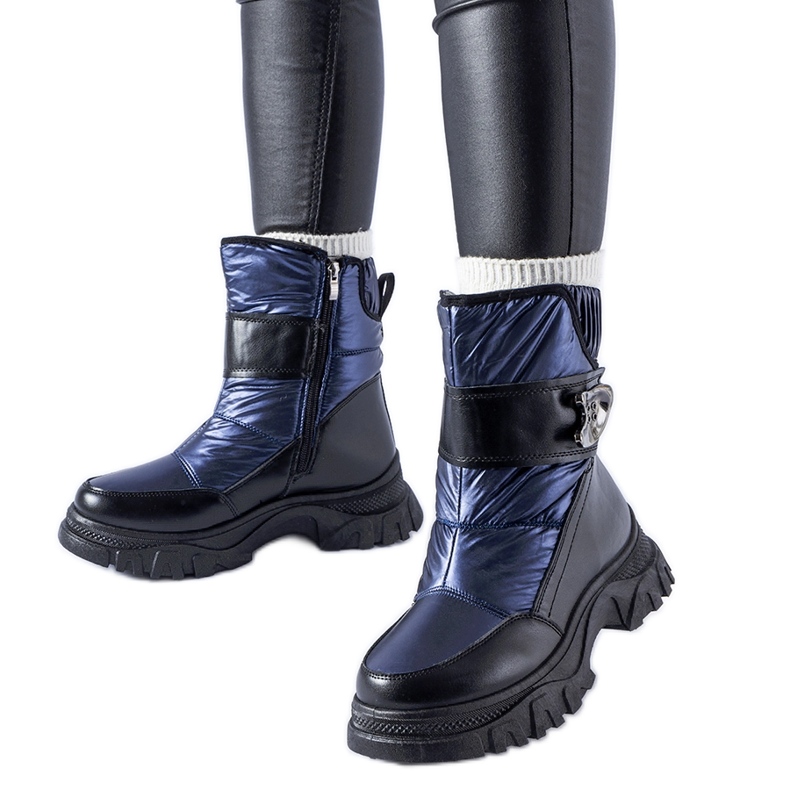 Boots de neige bleu marine à semelle massive Carta le noir