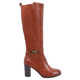 Bottes à talons hauts classiques Milss Camel brun