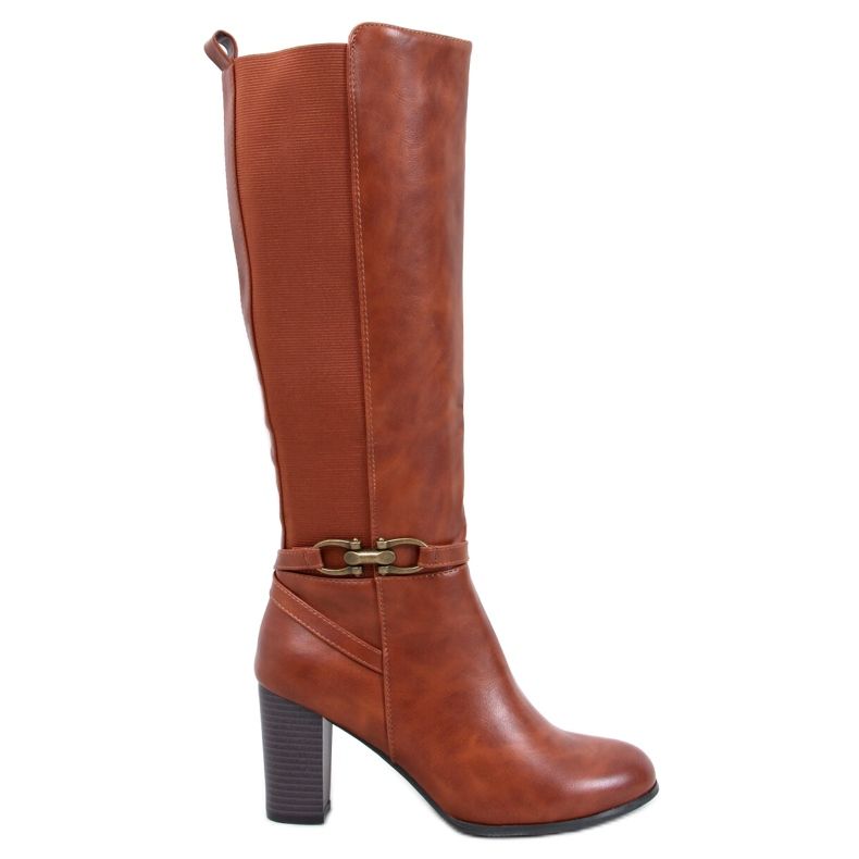 Bottes à talons hauts classiques Milss Camel brun