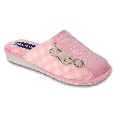 Chaussons femme à carreaux Inblu 155D151 rose et blanc