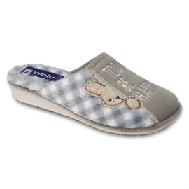 Chaussons femme à carreaux Inblu 155D152 gris et blanc