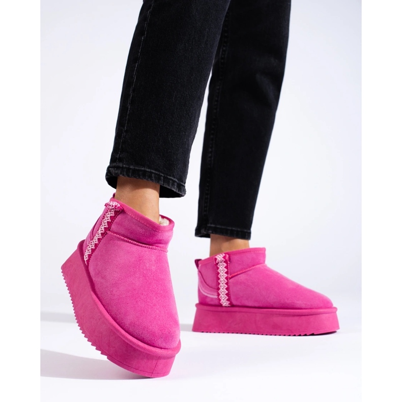 Bottines de neige à plateforme en daim Shelovet roses
