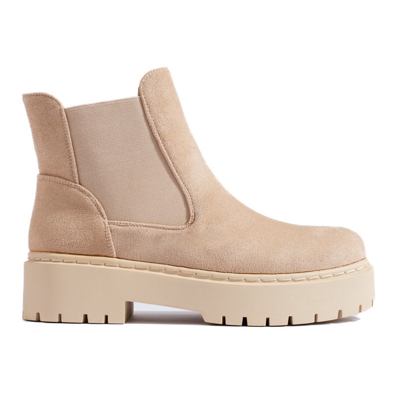 Bottines Chelsea femme en daim beige Shelovet