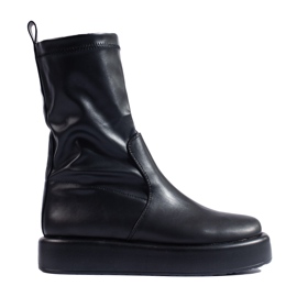 Bottines femme beiges sur la plateforme Shelovet noir