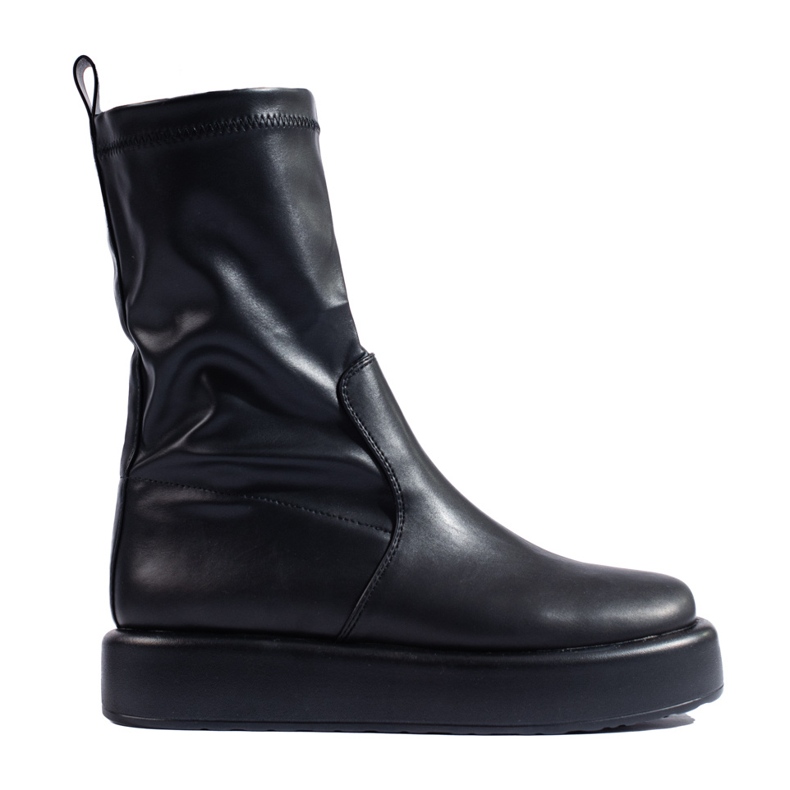 Bottines femme beiges sur la plateforme Shelovet le noir
