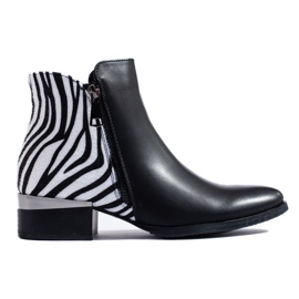 Bottines femme noires Shelovet à imprimé zèbre