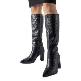 Bottes noires ornées de matelassage Brannon
