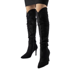 Bottes longues noires à talon haut de Joppo