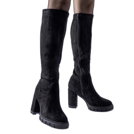 Boots noires à talon massif Marquette