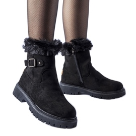 Bottes isolées noires avec fourrure Odetta le noir