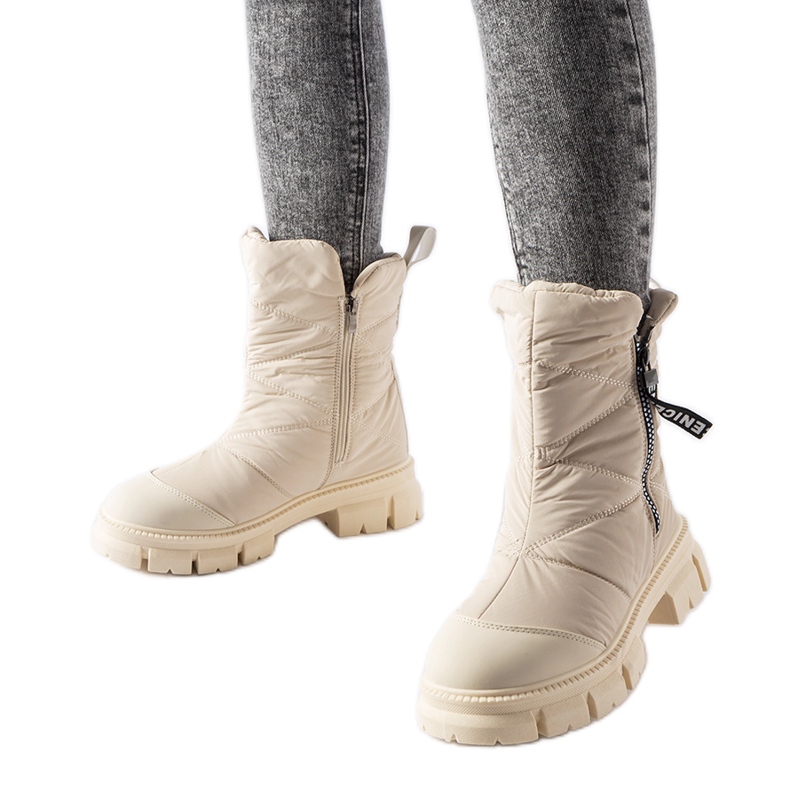Bottes de neige Antonina matelassées isolées beiges Bottes de neige Antonina matelassées isolées beiges