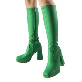Bottes à talons hauts vert mat de Sycamore