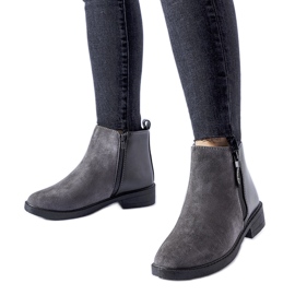 Bottines grises en matières combinées Sees Bottines grises en matières combinées Sees