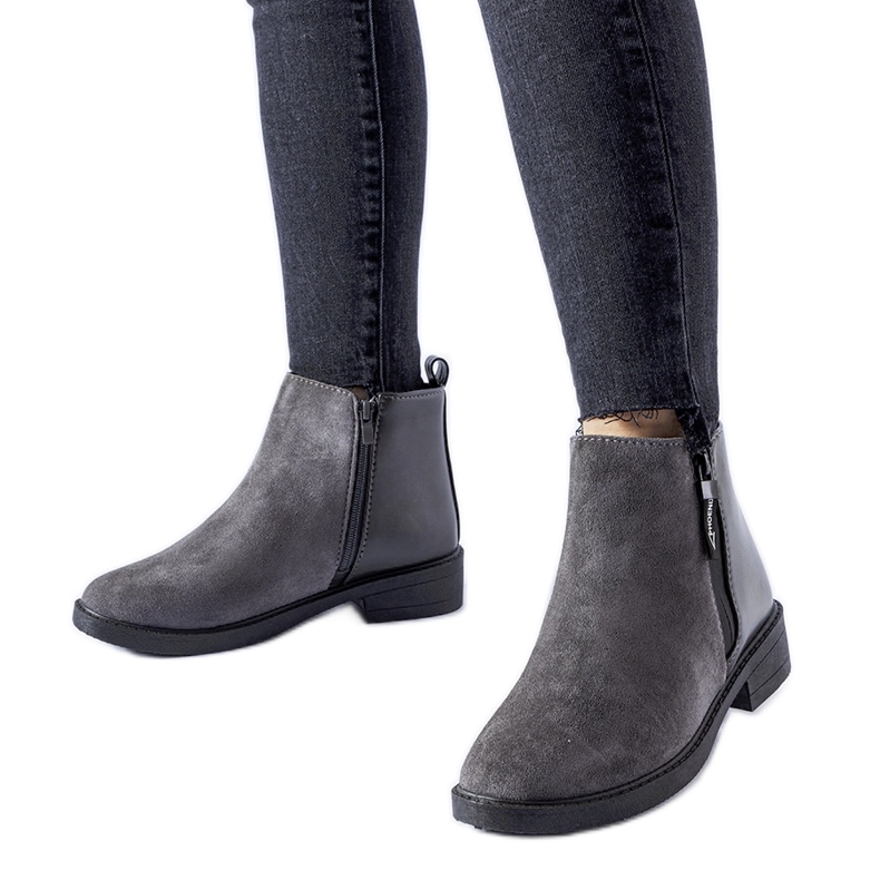 Bottines grises en matières combinées Sees Bottines grises en matières combinées Sees