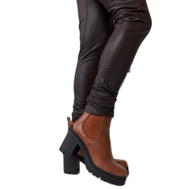 Bottines marron à talons bas de Layman brun