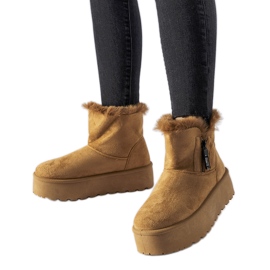 Bottes de neige marron avec plateforme Points brun