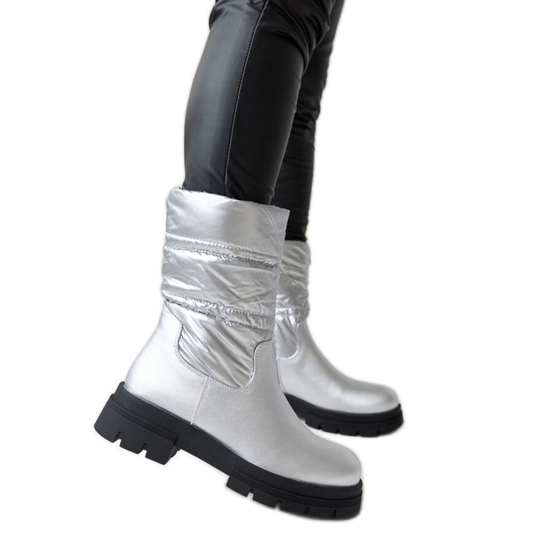 Bottines isolées argentées avec matelassage Malvaro