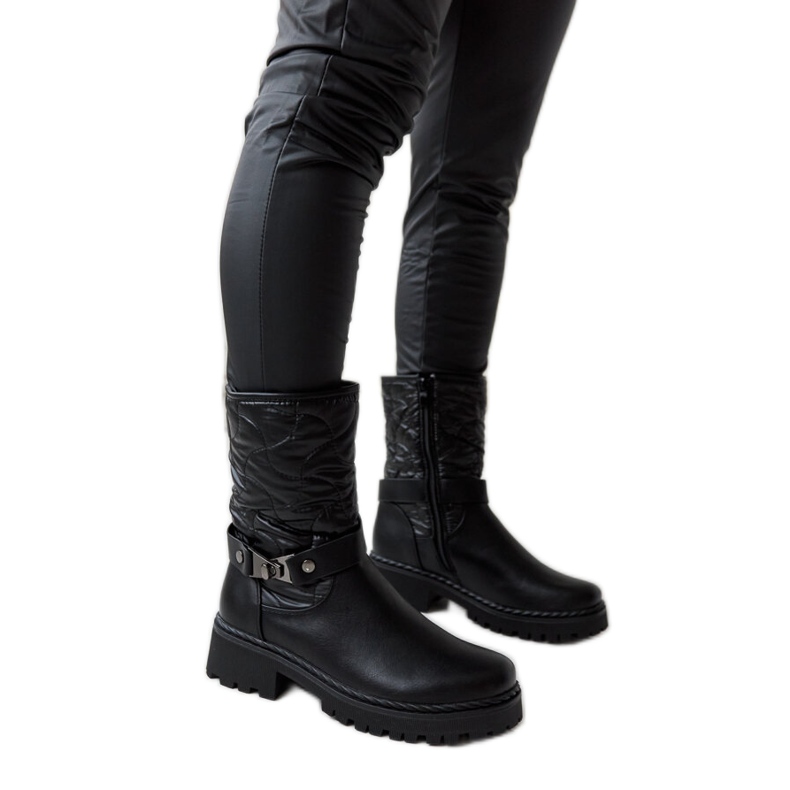 Bottines isolées noires avec bride décorative Lido le noir