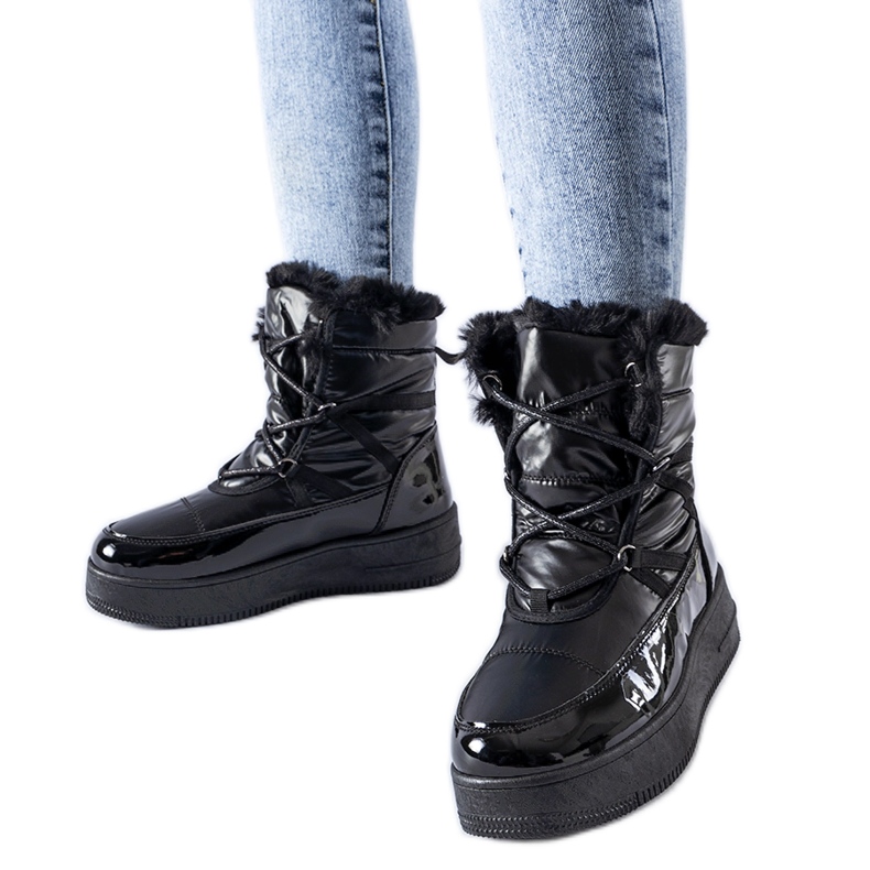 Bottes de neige Harold isolées noires vernies le noir