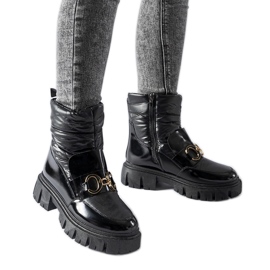 Bottes de neige vernies noires avec boucle Winter
