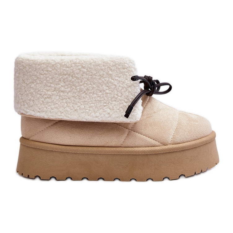 Bottines de neige à plateforme avec peau de mouton, beige clair Olimuka