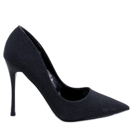 Talons hauts brillants avec particules Diamoi Black le noir