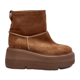 Bottines Femme En Cuir Sur Semelle Massive Camel Zazoo 3424 brun