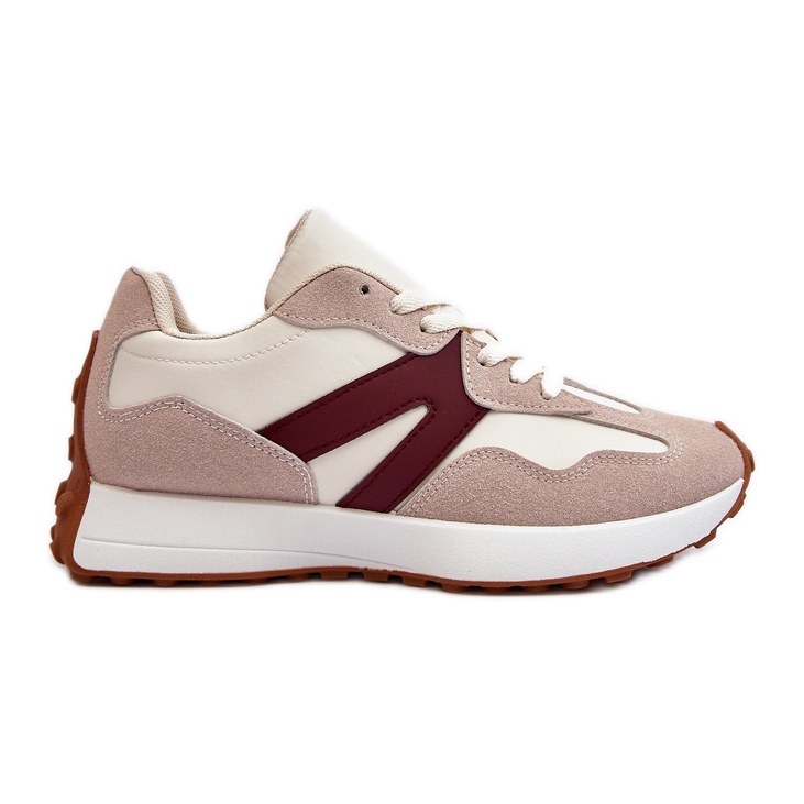 Chaussures de sport Chloette beiges et bordeaux pour femmes