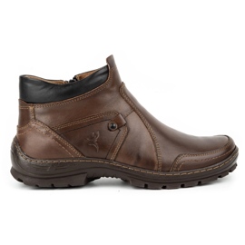 Olivier Bottes d'hiver en cuir pour hommes 352MP marron foncé brun