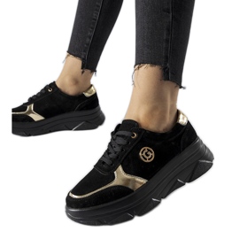 Baskets en cuir noir avec strass Galileo le noir