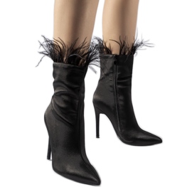 Bottines noires ornées de plumes Selvena