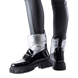 Bottes de neige vernies noires et argentées Hiver