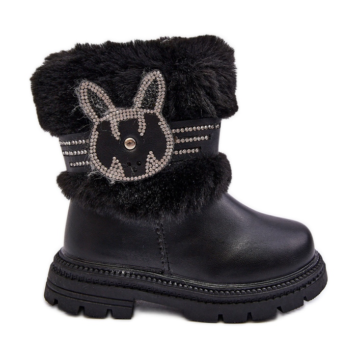 Bottes de neige pour enfants avec fourrure, noir Lunami le noir