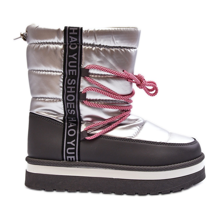 Bottes de neige pour femmes avec laçage lilas argenté Bottes de neige pour femmes avec laçage lilas argenté