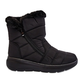 Bottes de neige zippées avec fourrure pour femmes Zeuna noires le noir
