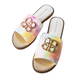 Goodin Claquettes Lea à boucle arc-en-ciel multicolore