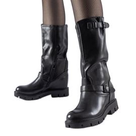 Bottines compensées recouvertes Snider noires