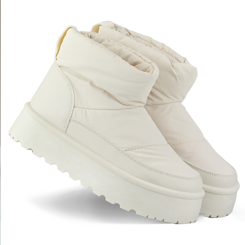 Bottes de neige d'hiver beiges pour femmes avec plateforme Bottes de neige d'hiver beiges pour femmes avec plateforme