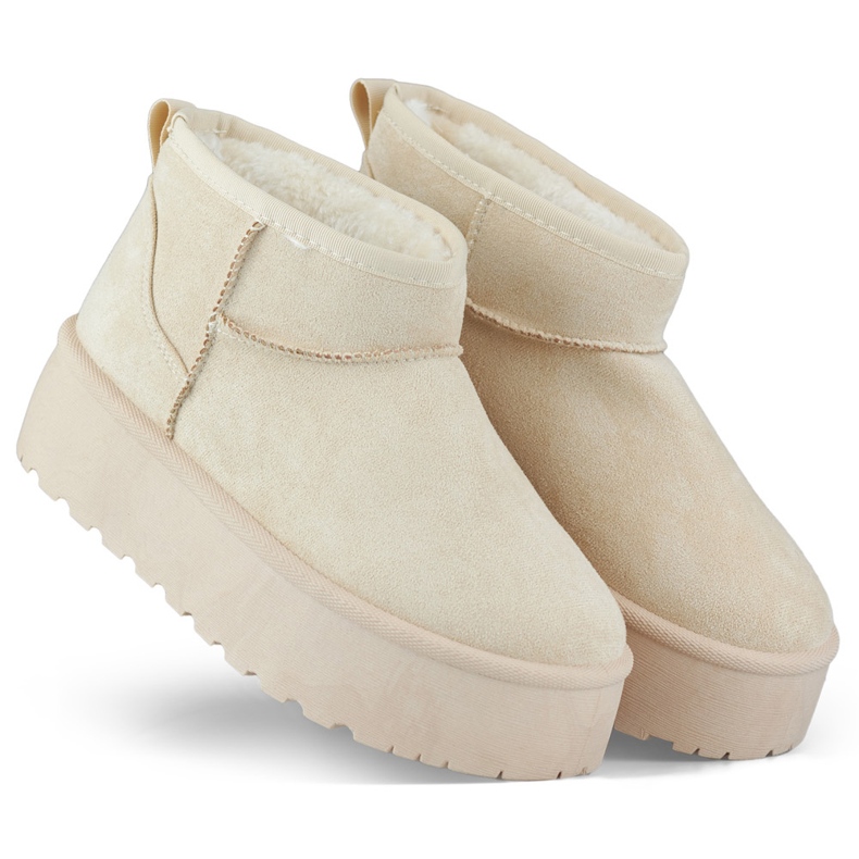 Bottes de neige femme beiges à plateforme