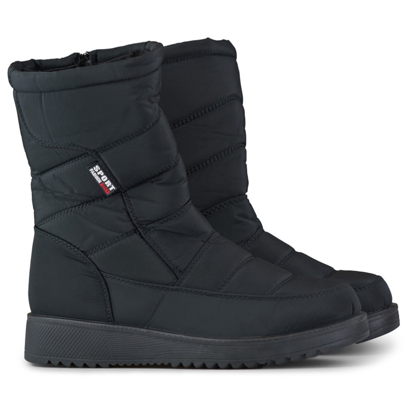 Bottes de neige isolées femme, fourrure matelassée, plateforme basse le noir Bottes de neige isolées femme, fourrure matelassée, plateforme basse le noir