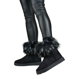 Bottes de neige noires pour femmes avec fourrure, chaussures d'hiver pour l'hiver