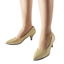 Escarpins bas en brocart doré Pescara